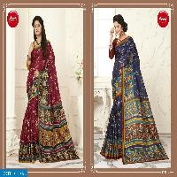 apple madhubani vol-5 wholesale cotton silk saree